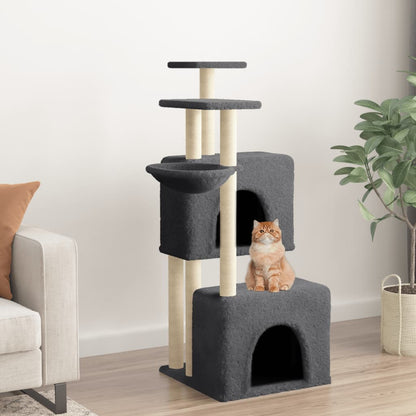 Cat furniture with sisal scratching posts 122 cm dark gray