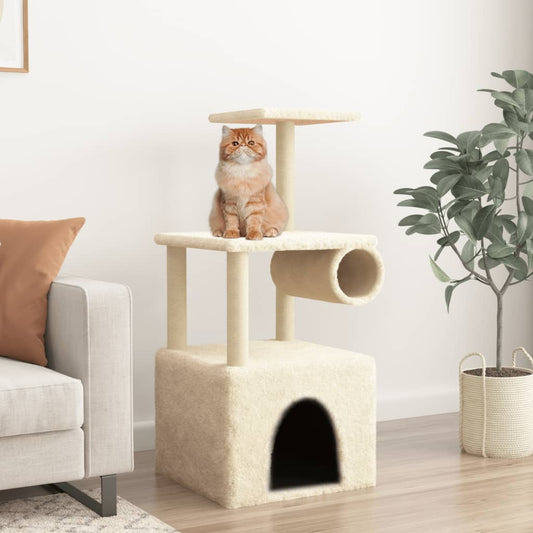 Cat furniture with sisal scratching posts 109.5 cm cream-colored