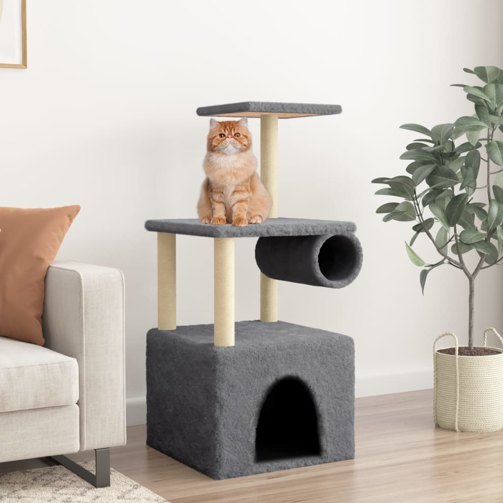 Cat furniture with sisal scratching posts 109.5 cm dark gray