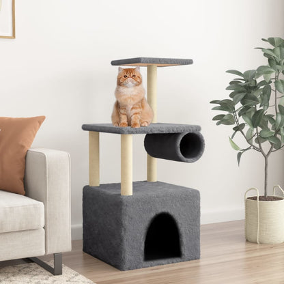 Cat furniture with sisal scratching posts 109.5 cm dark gray