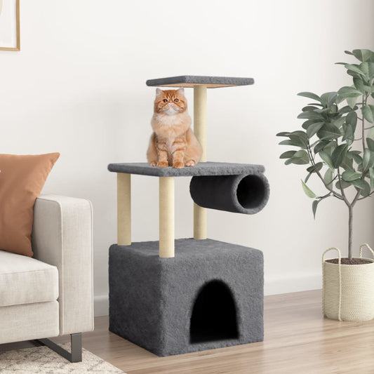 Cat furniture with sisal scratching posts 109.5 cm dark gray