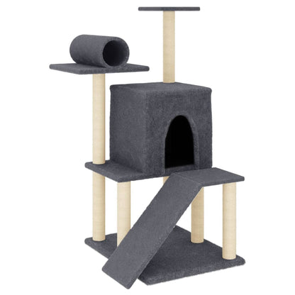 Cat furniture with sisal scratching posts 110.5 cm dark gray