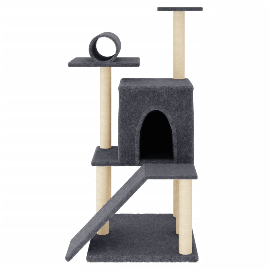 Cat furniture with sisal scratching posts 110.5 cm dark gray