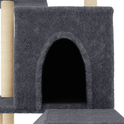 Cat furniture with sisal scratching posts 110.5 cm dark gray
