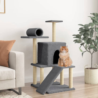 Cat furniture with sisal scratching posts 110.5 cm dark gray