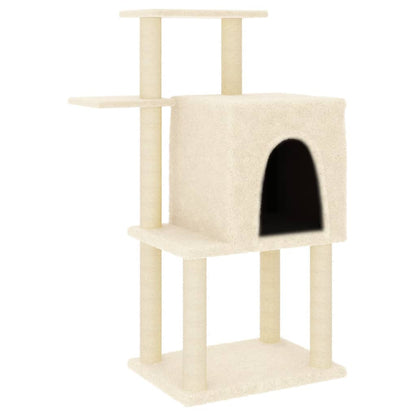 Cat furniture with sisal scratching posts 97 cm cream-colored