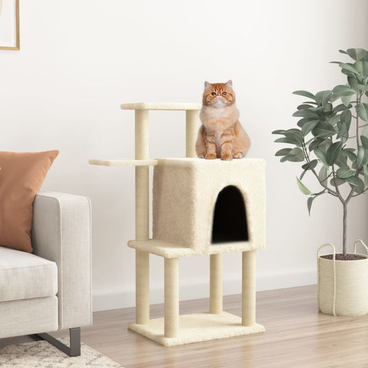 Cat furniture with sisal scratching posts 97 cm cream-colored
