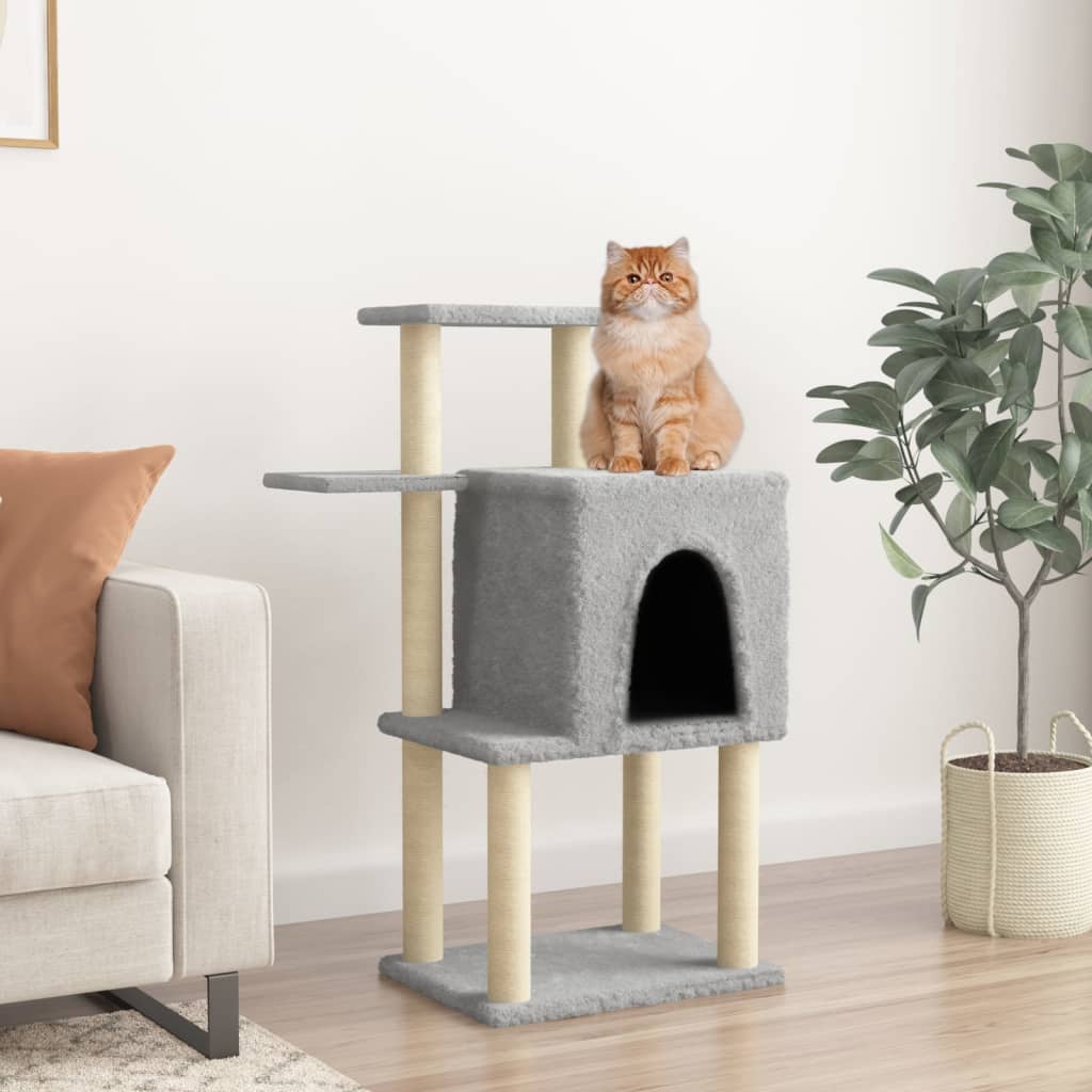 Cat furniture with sisal scratching posts 97 cm light gray