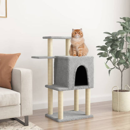 Cat furniture with sisal scratching posts 97 cm light gray