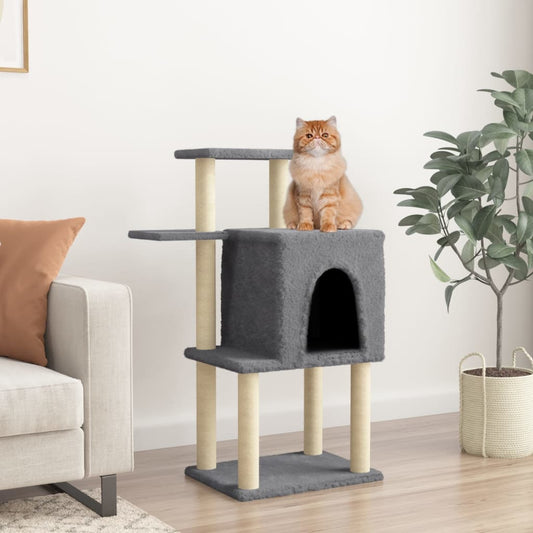 Cat furniture with sisal scratching posts 97 cm dark gray