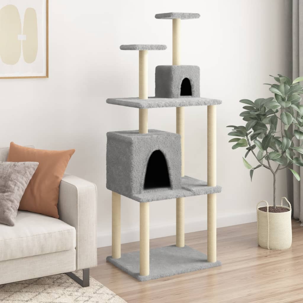 Cat furniture with sisal scratching posts 167 cm light gray