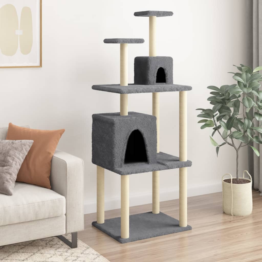 Cat furniture with sisal scratching posts 167 cm dark gray