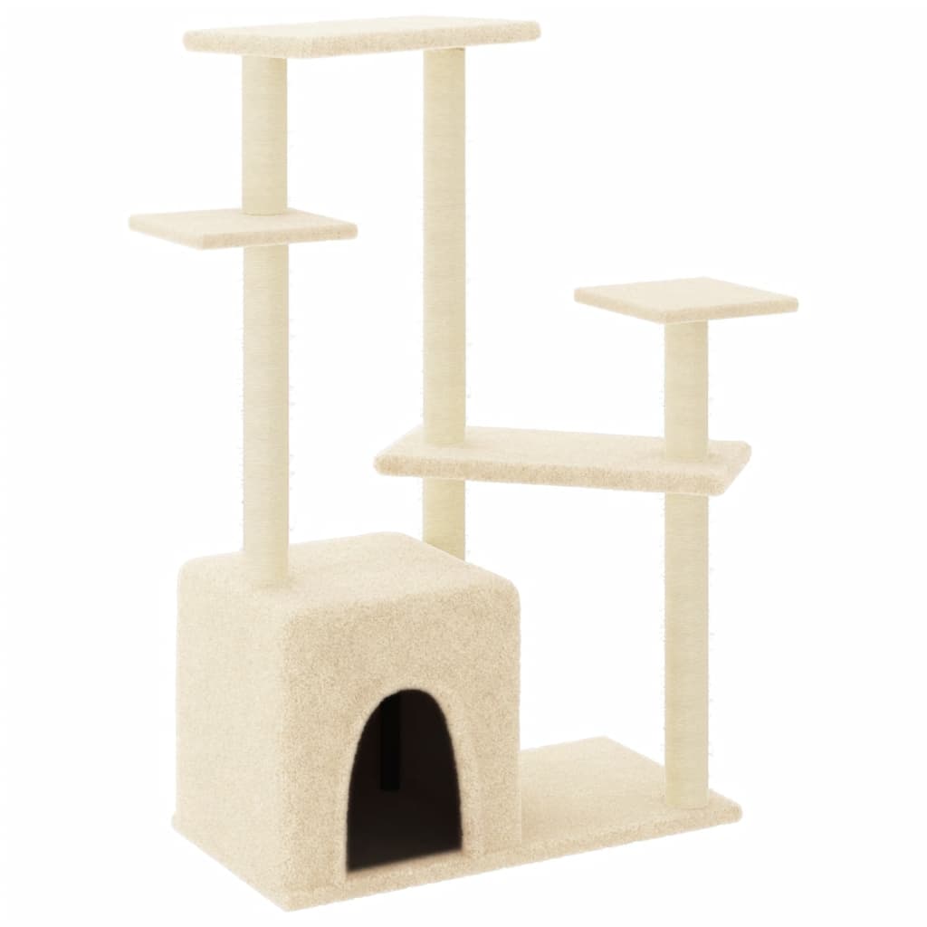 Cat furniture with sisal scratching posts 107.5 cm cream-colored