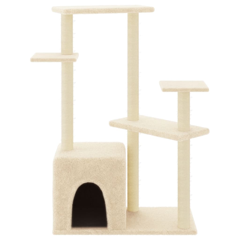 Cat furniture with sisal scratching posts 107.5 cm cream-colored