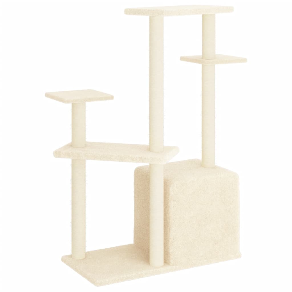 Cat furniture with sisal scratching posts 107.5 cm cream-colored