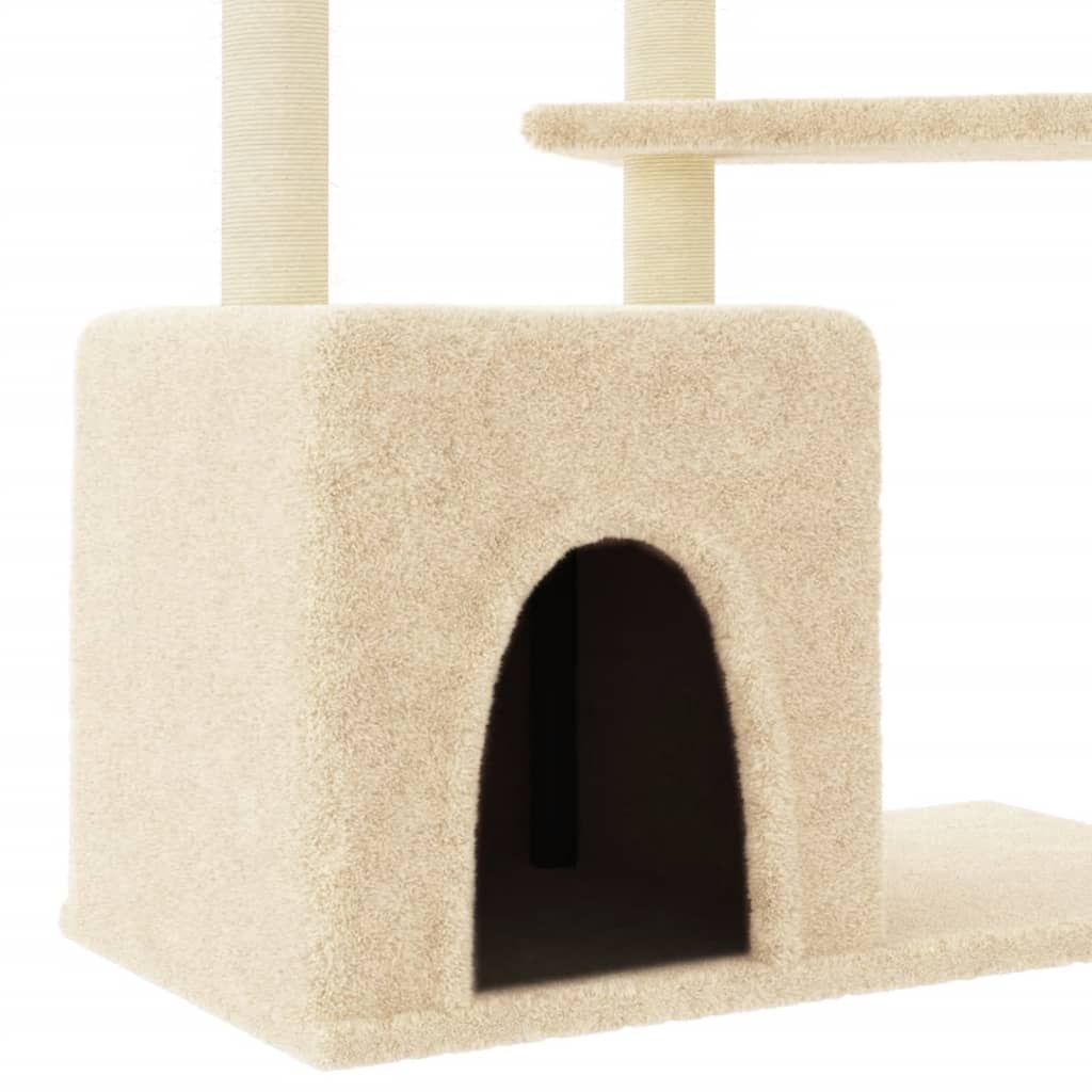 Cat furniture with sisal scratching posts 107.5 cm cream-colored