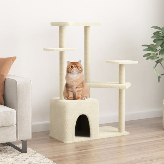 Cat furniture with sisal scratching posts 107.5 cm cream-colored