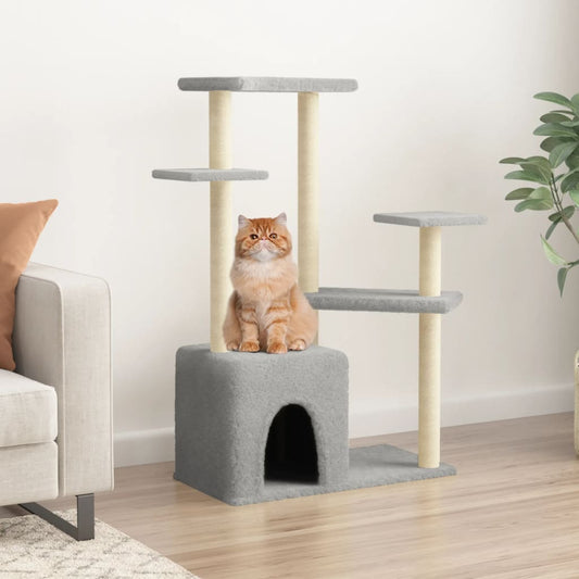 Cat furniture with sisal scratching posts 107.5 cm light gray