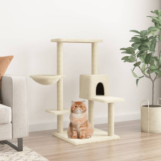Cat furniture with sisal scratching posts 95 cm cream-colored