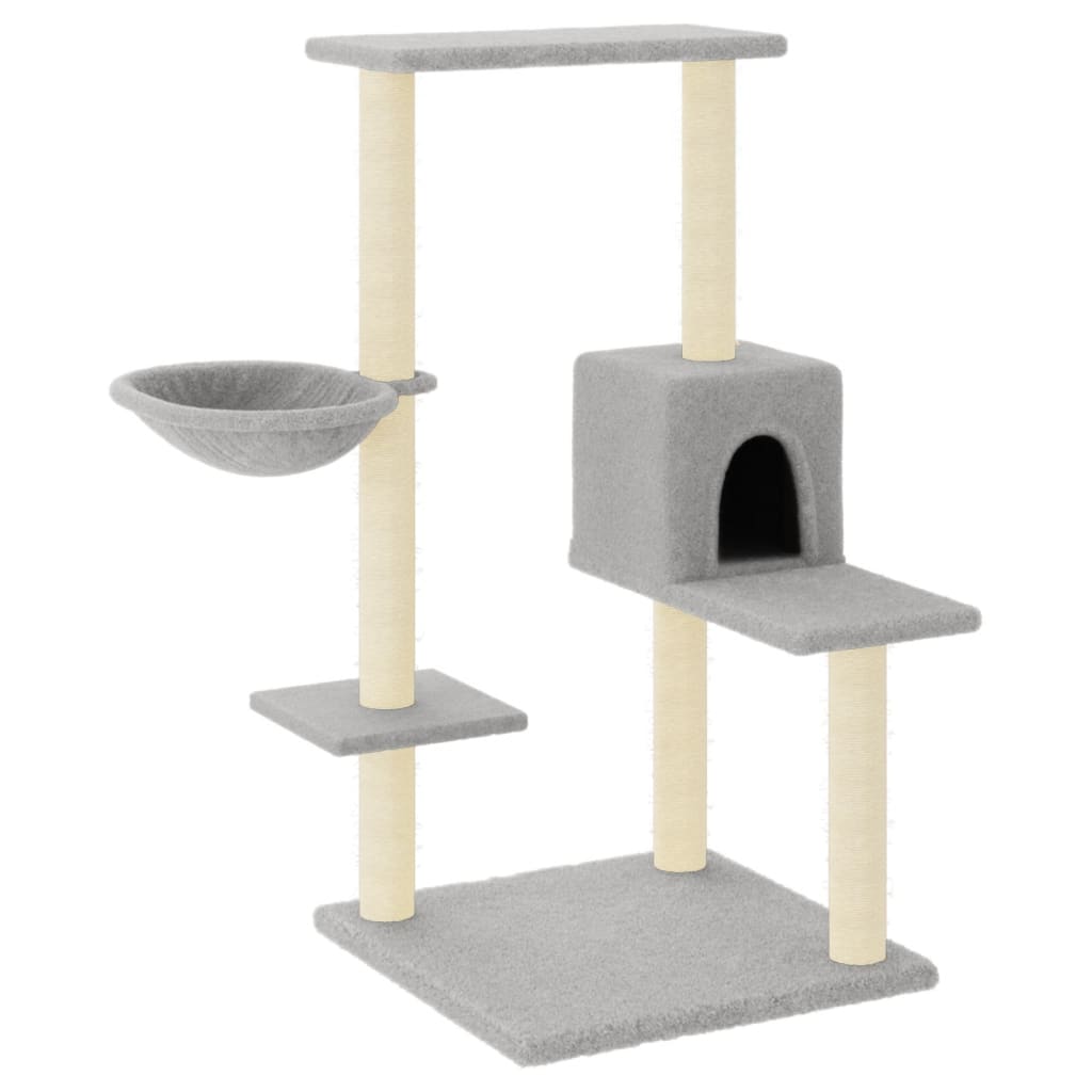 Cat furniture with sisal scratching posts 95 cm light gray