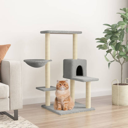 Cat furniture with sisal scratching posts 95 cm light gray