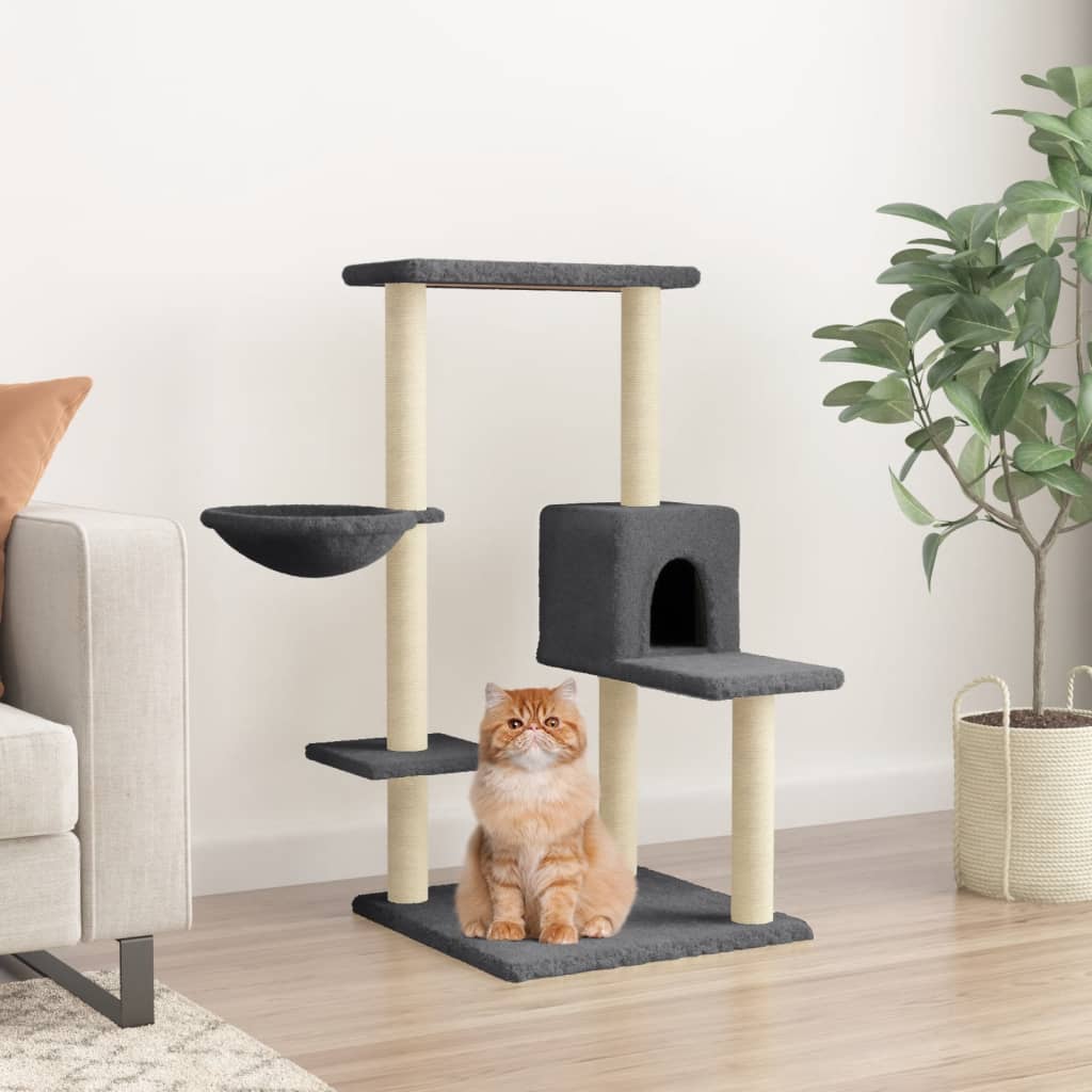 Cat furniture with sisal scratching posts 95 cm dark gray