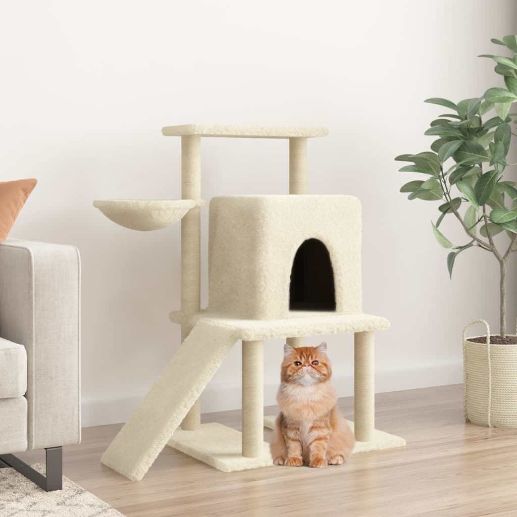 Cat furniture with sisal scratching posts 96.5 cm cream-colored