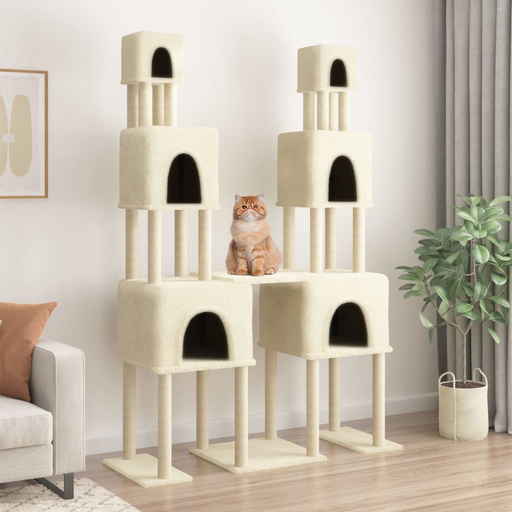Cat furniture with sisal scratching posts 199 cm cream-colored