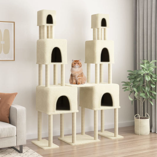 Cat furniture with sisal scratching posts 199 cm cream-colored