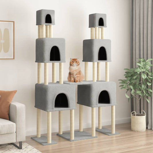 Cat furniture with sisal scratching posts 199 cm light gray