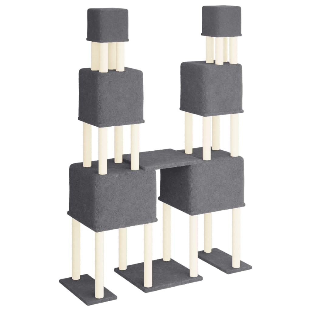 Cat furniture with sisal scratching posts 199 cm dark gray