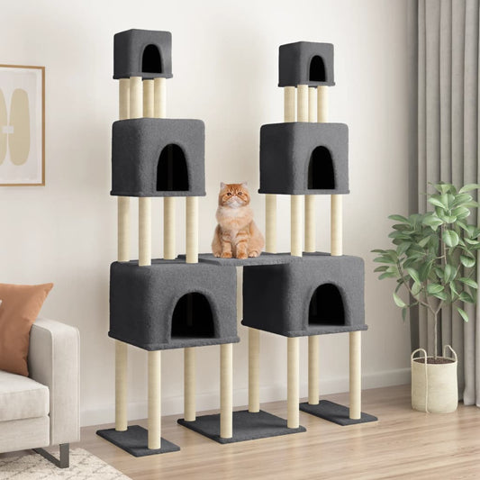 Cat furniture with sisal scratching posts 199 cm dark gray