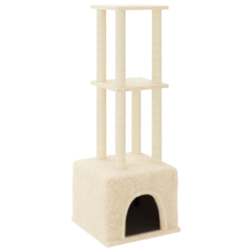 Cat furniture with sisal scratching posts 133.5 cm cream-colored