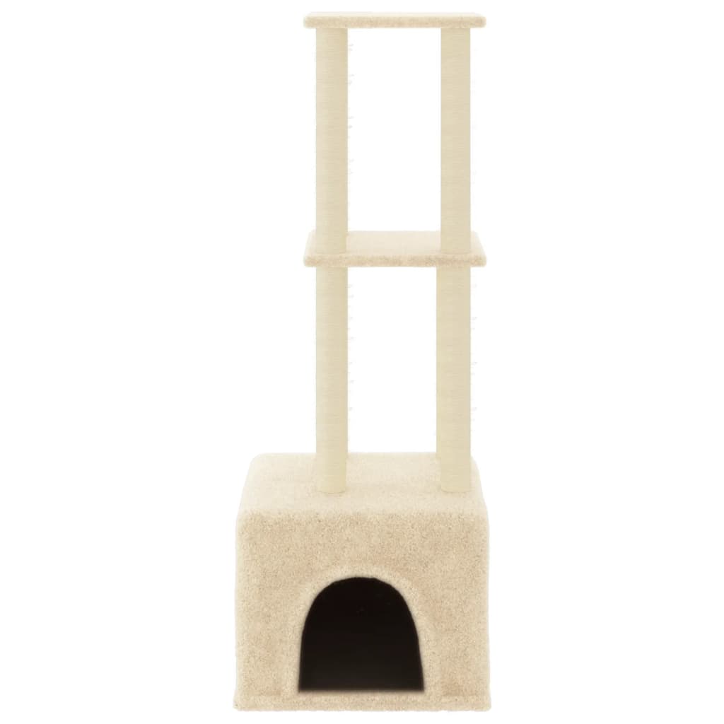Cat furniture with sisal scratching posts 133.5 cm cream-colored