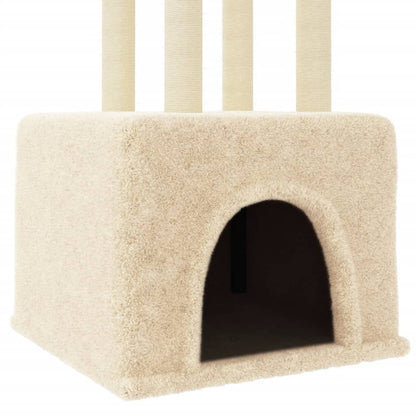 Cat furniture with sisal scratching posts 133.5 cm cream-colored