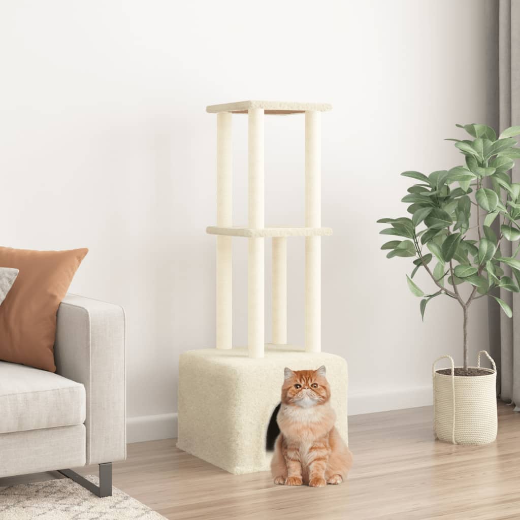 Cat furniture with sisal scratching posts 133.5 cm cream-colored