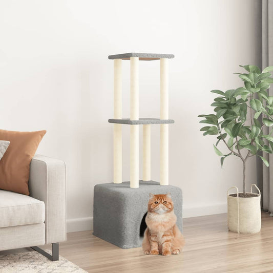 Cat furniture with sisal scratching posts 133.5 cm light gray