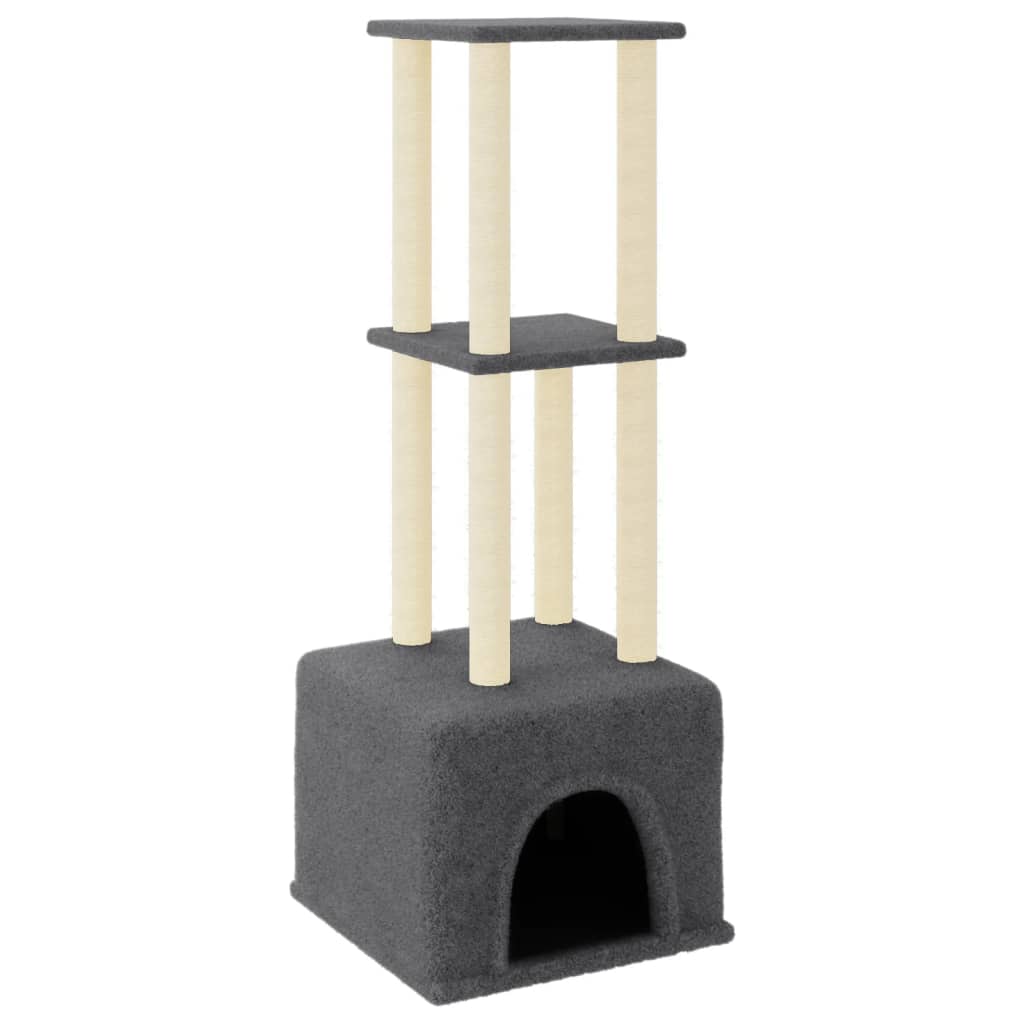 Cat furniture with sisal scratching posts 133.5 cm dark gray
