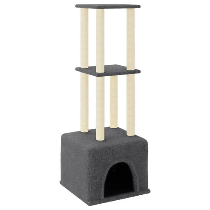 Cat furniture with sisal scratching posts 133.5 cm dark gray