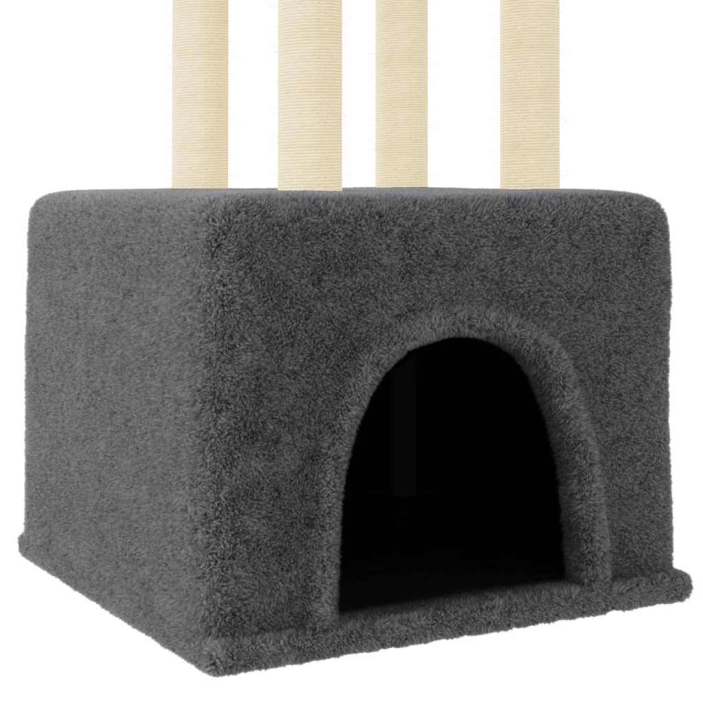 Cat furniture with sisal scratching posts 133.5 cm dark gray