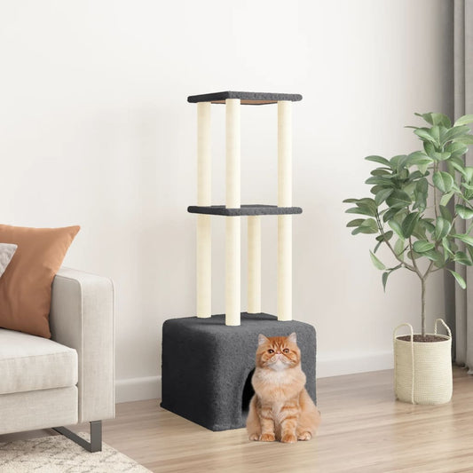 Cat furniture with sisal scratching posts 133.5 cm dark gray