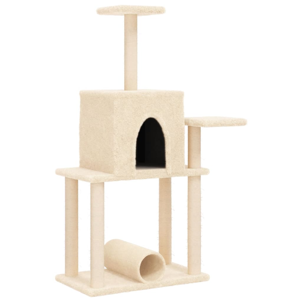 Cat furniture with sisal scratching posts 122 cm cream-colored