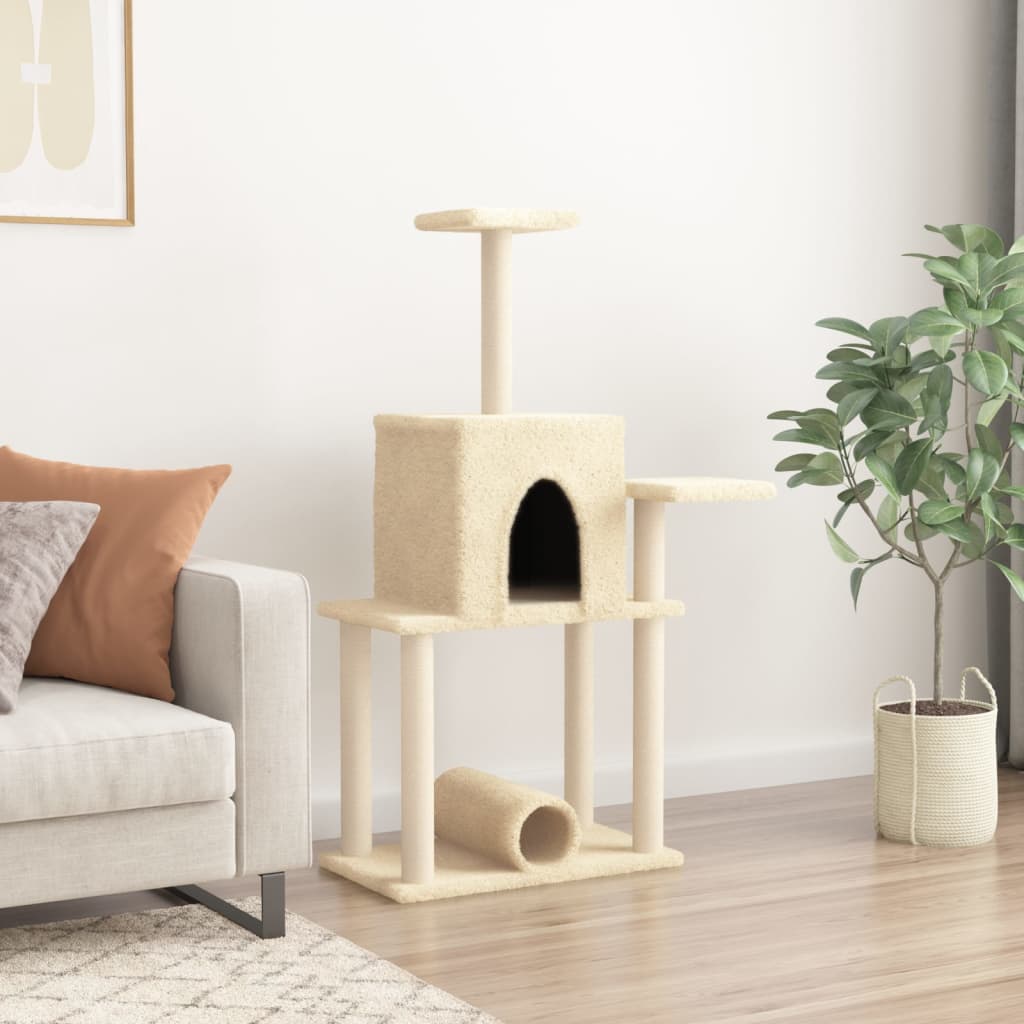 Cat furniture with sisal scratching posts 122 cm cream-colored