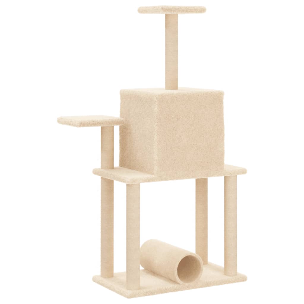 Cat furniture with sisal scratching posts 122 cm cream-colored