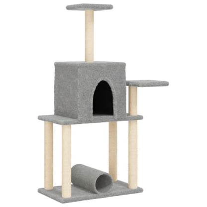 Cat furniture with sisal scratching posts 122 cm light gray