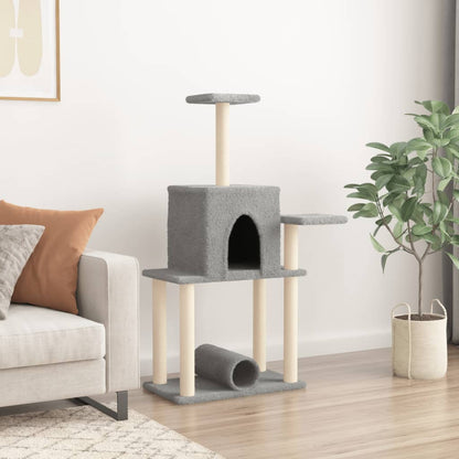 Cat furniture with sisal scratching posts 122 cm light gray