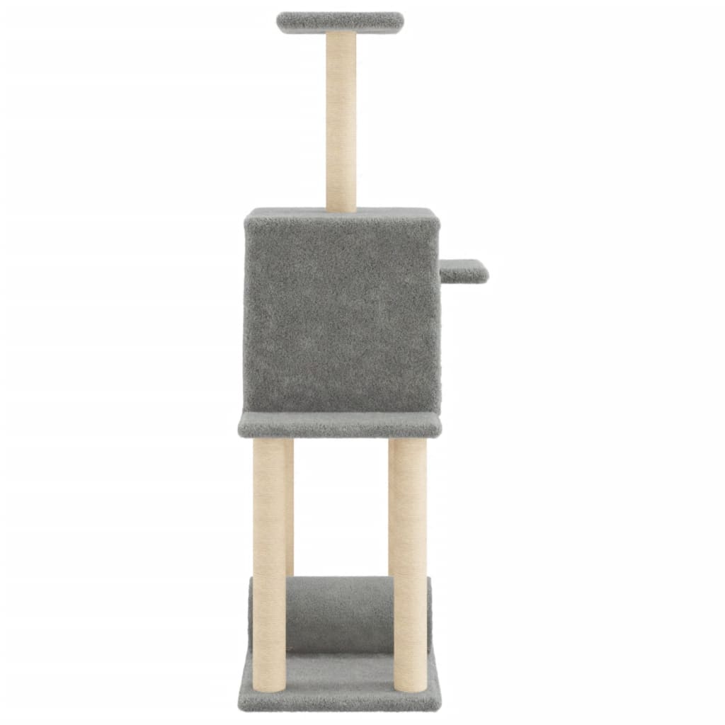 Cat furniture with sisal scratching posts 122 cm light gray