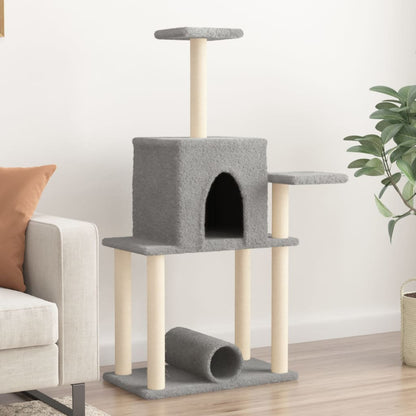 Cat furniture with sisal scratching posts 122 cm light gray
