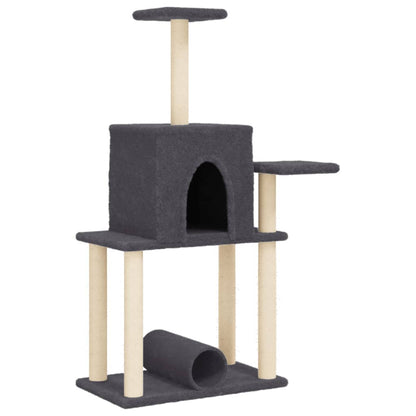 Cat furniture with sisal scratching posts 122 cm dark gray