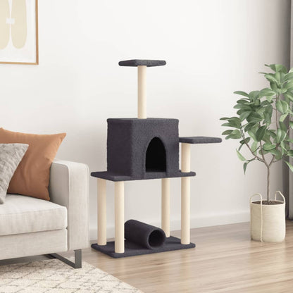 Cat furniture with sisal scratching posts 122 cm dark gray